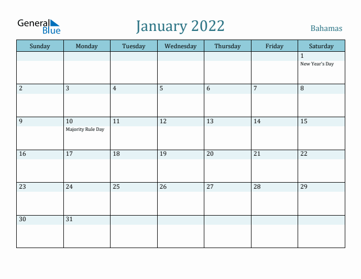 January 2022 Calendar with Holidays