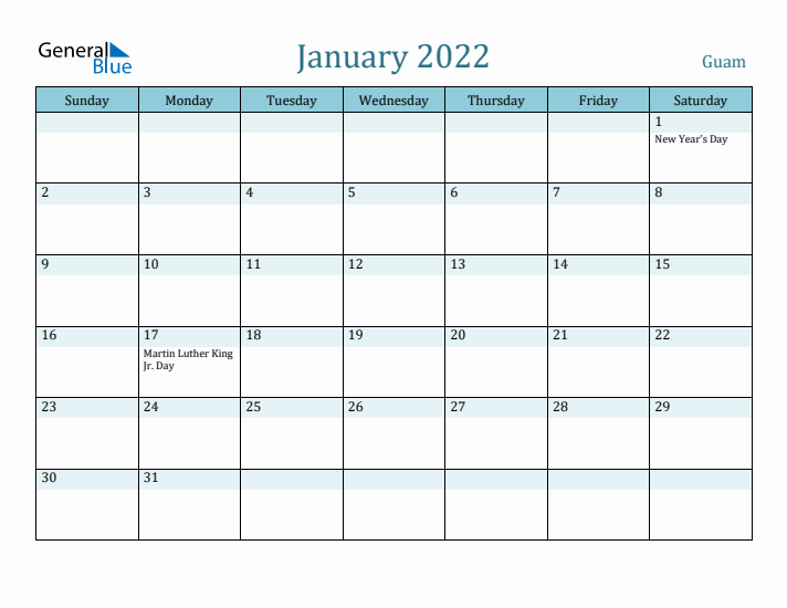 January 2022 Calendar with Holidays