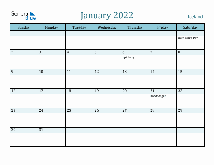 January 2022 Calendar with Holidays