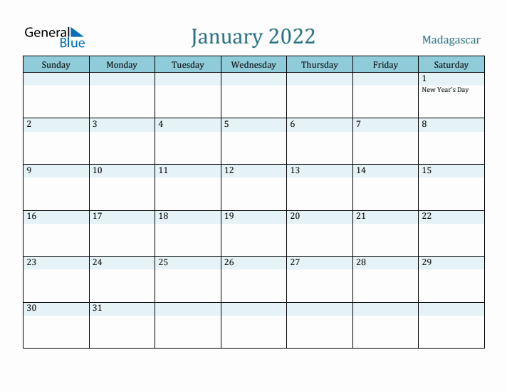 January 2022 Calendar with Holidays