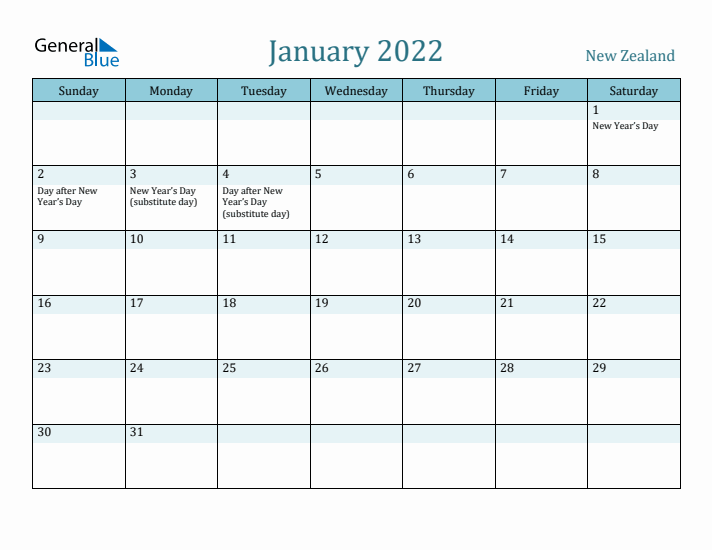 January 2022 Calendar with Holidays