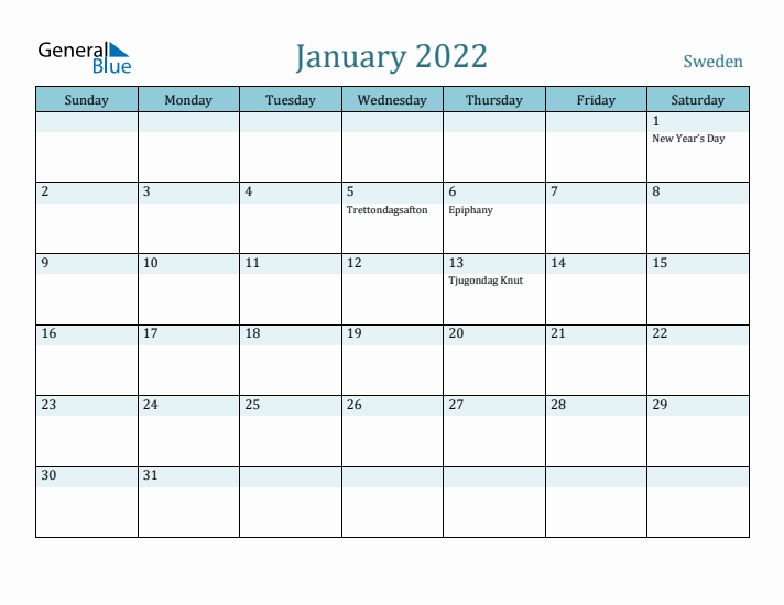 January 2022 Calendar with Holidays