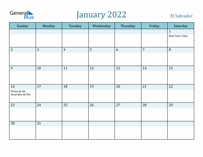 January 2022 Calendar with Holidays