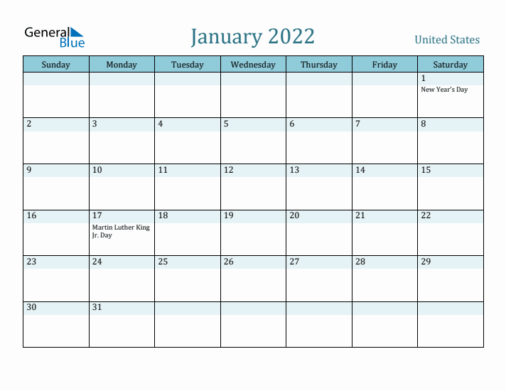 January 2022 Calendar with Holidays