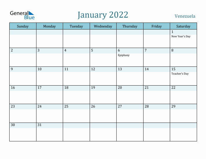 January 2022 Calendar with Holidays