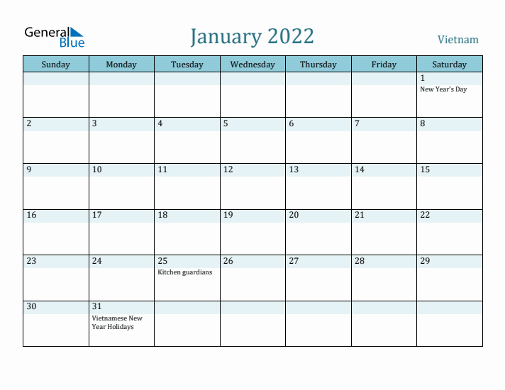 January 2022 Calendar with Holidays