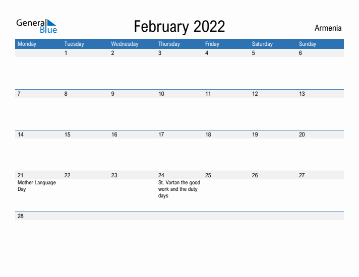 Fillable February 2022 Calendar