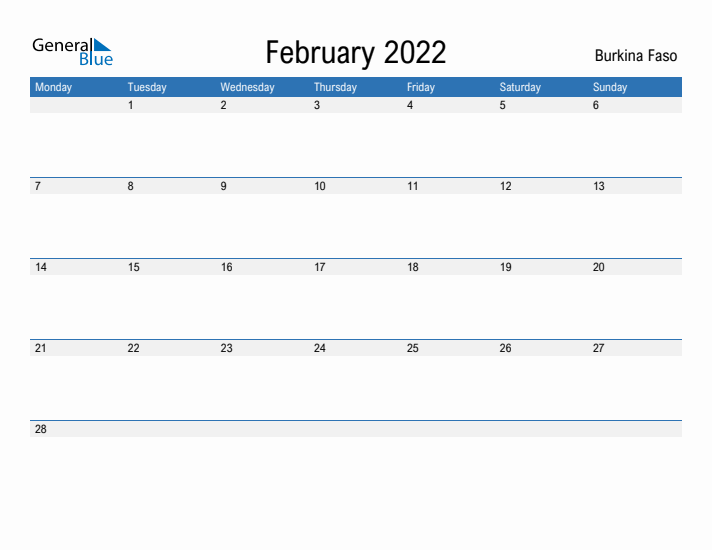 Fillable February 2022 Calendar