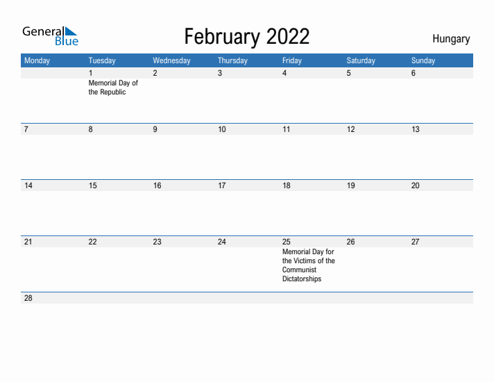 Fillable February 2022 Calendar