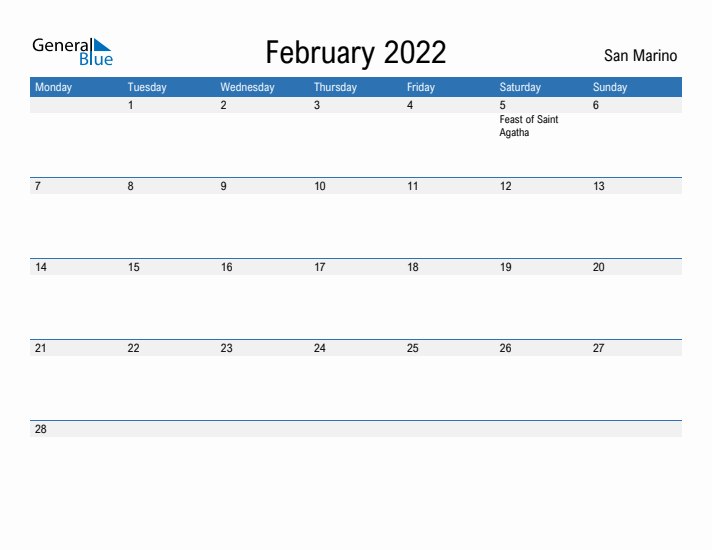 Fillable February 2022 Calendar