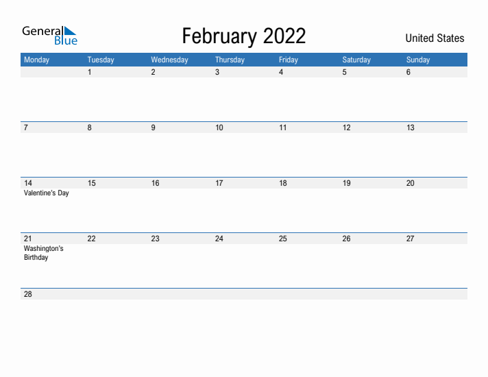 Fillable February 2022 Calendar