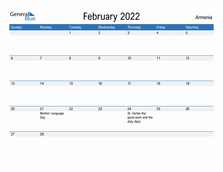 Fillable February 2022 Calendar