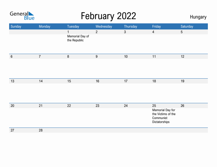 Fillable February 2022 Calendar