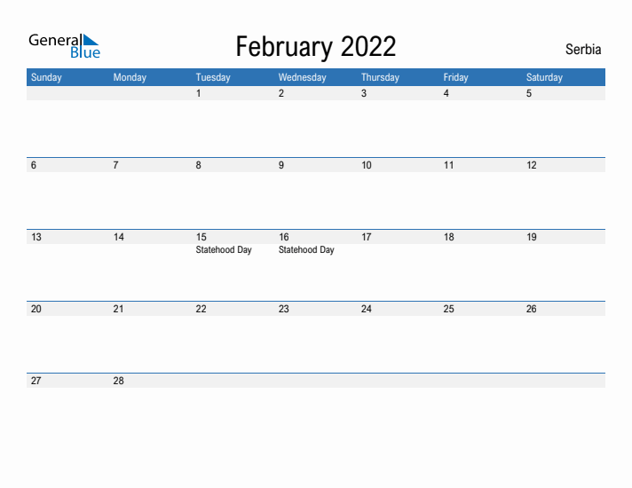 Fillable February 2022 Calendar