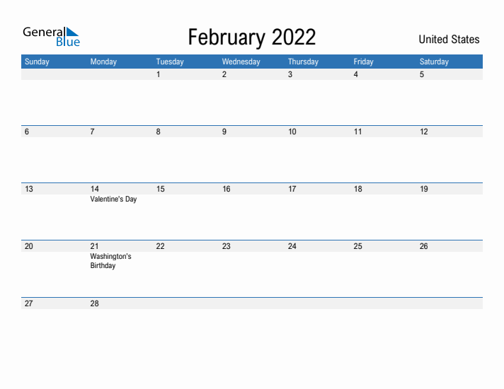 Fillable February 2022 Calendar