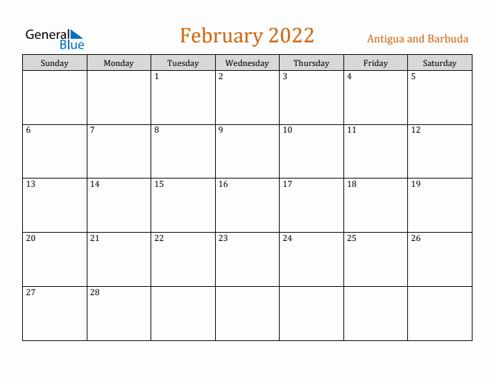 February 2022 Holiday Calendar with Sunday Start