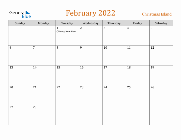 February 2022 Holiday Calendar with Sunday Start