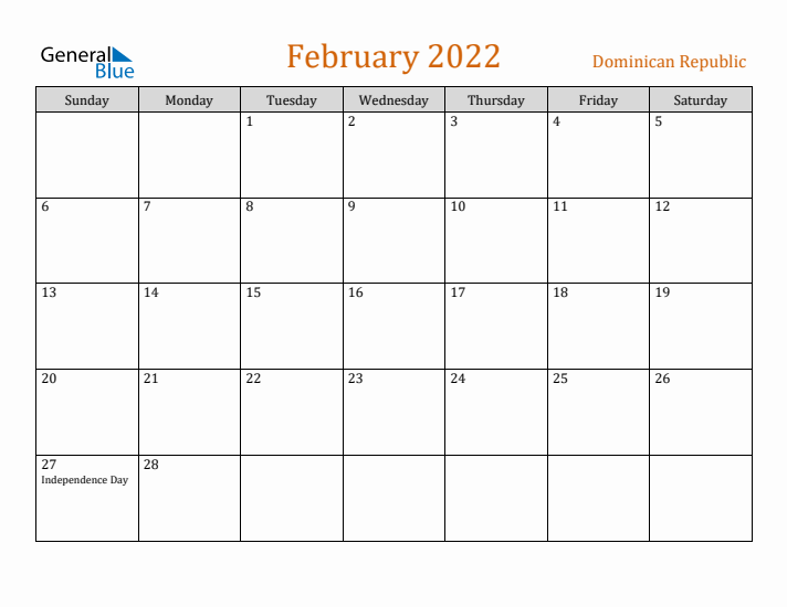 February 2022 Holiday Calendar with Sunday Start