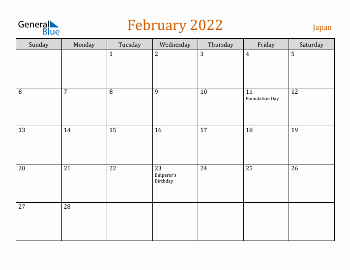 February 2022 Holiday Calendar with Sunday Start