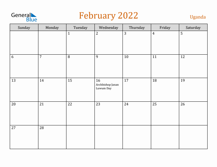 February 2022 Holiday Calendar with Sunday Start