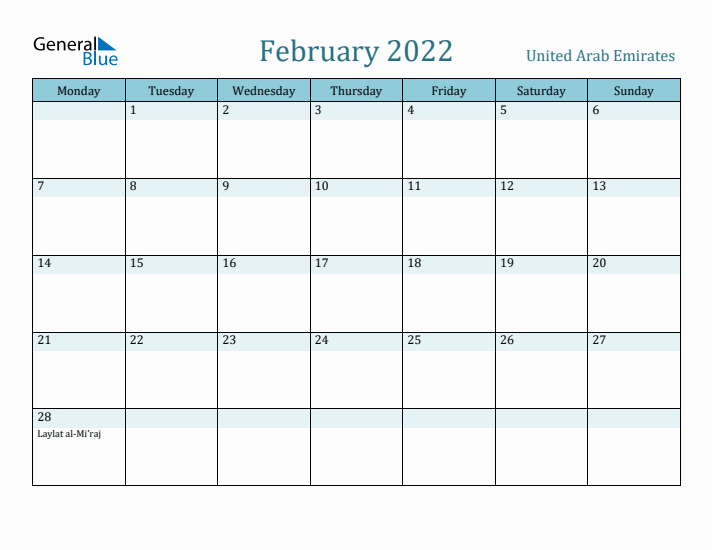 February 2022 Calendar with Holidays