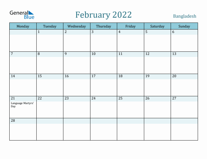 February 2022 Calendar with Holidays