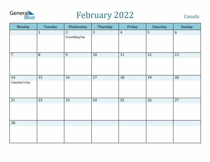 February 2022 Calendar with Holidays