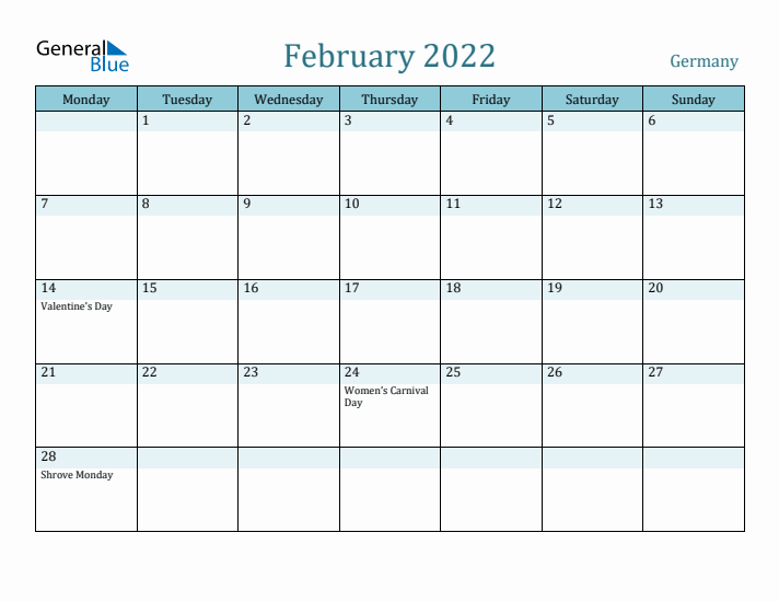 February 2022 Calendar with Holidays