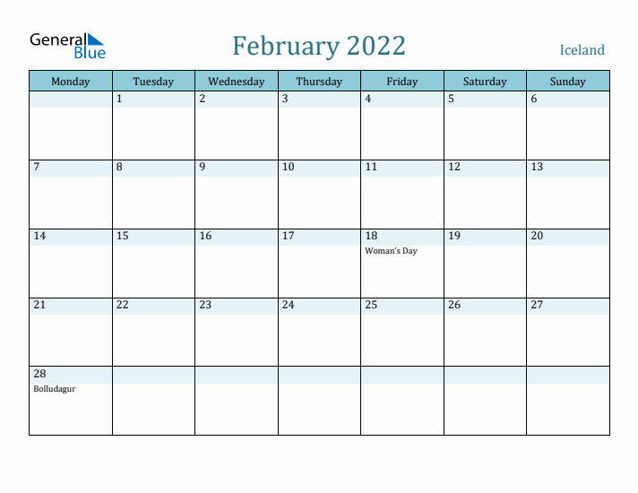 February 2022 Calendar with Holidays