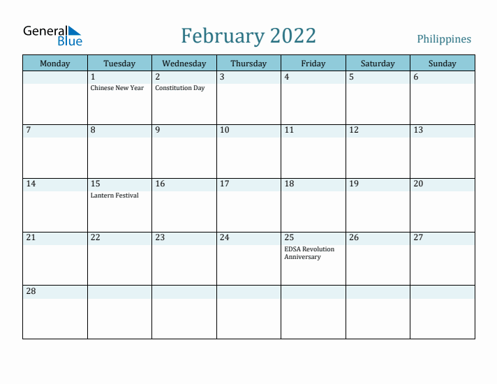 February 2022 Calendar with Holidays