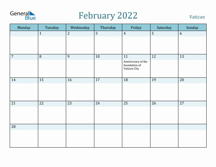 February 2022 Calendar with Holidays