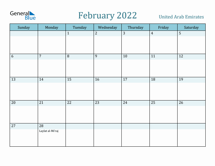 February 2022 Calendar with Holidays