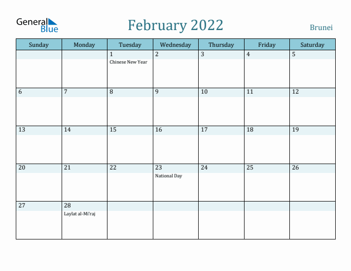 February 2022 Calendar with Holidays