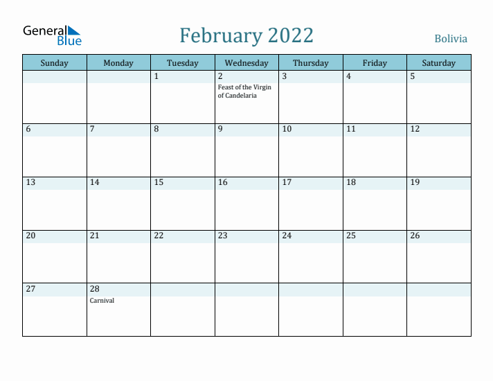 February 2022 Calendar with Holidays