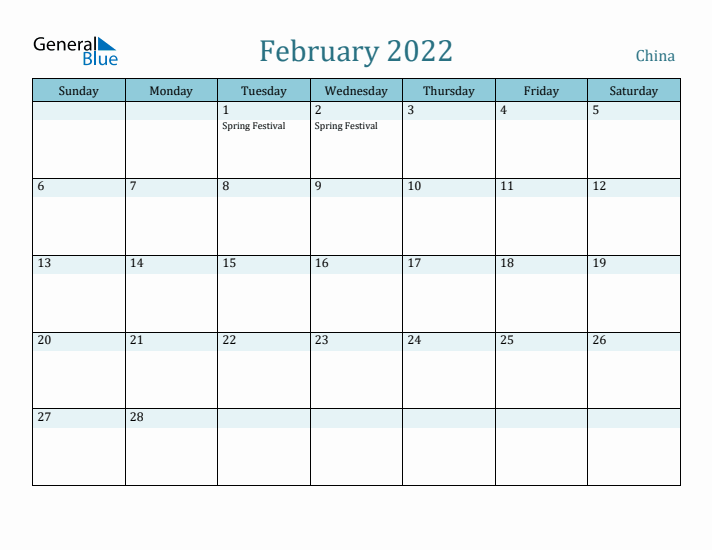 February 2022 Calendar with Holidays