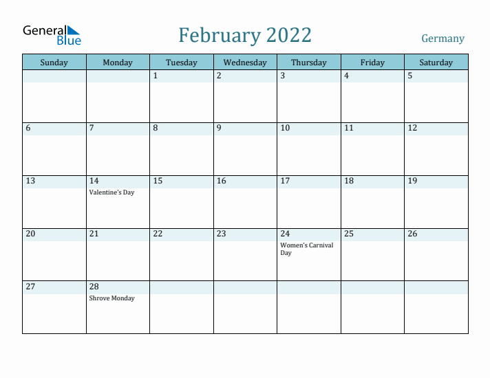 February 2022 Calendar with Holidays