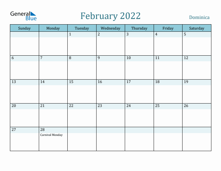 February 2022 Calendar with Holidays