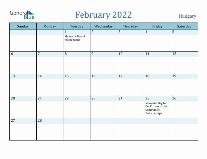 February 2022 Calendar with Holidays