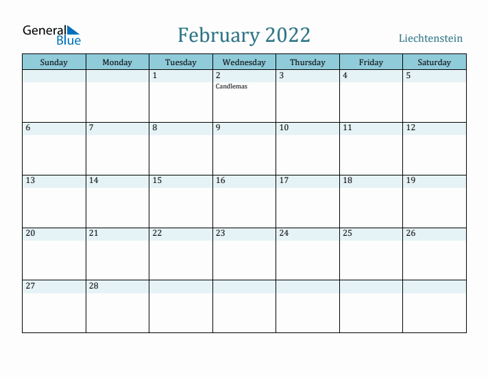 February 2022 Calendar with Holidays