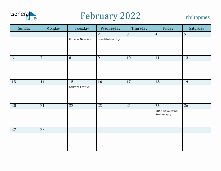 February 2022 Calendar with Holidays