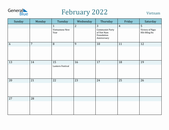 February 2022 Calendar with Holidays