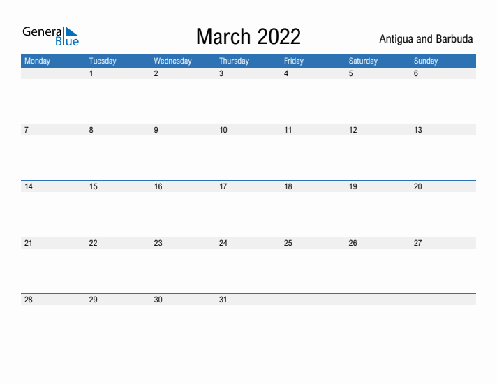 Fillable March 2022 Calendar