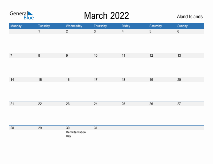 Fillable March 2022 Calendar