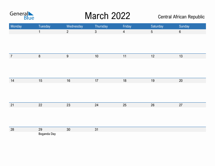 Fillable March 2022 Calendar