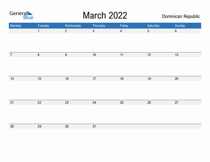 Fillable March 2022 Calendar