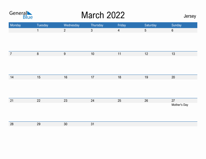 Fillable March 2022 Calendar