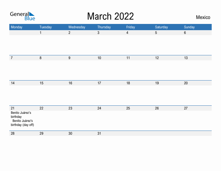 Fillable March 2022 Calendar