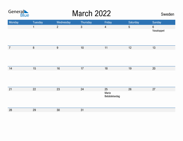 Fillable March 2022 Calendar