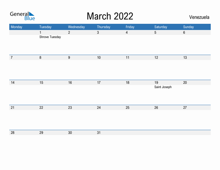 Fillable March 2022 Calendar