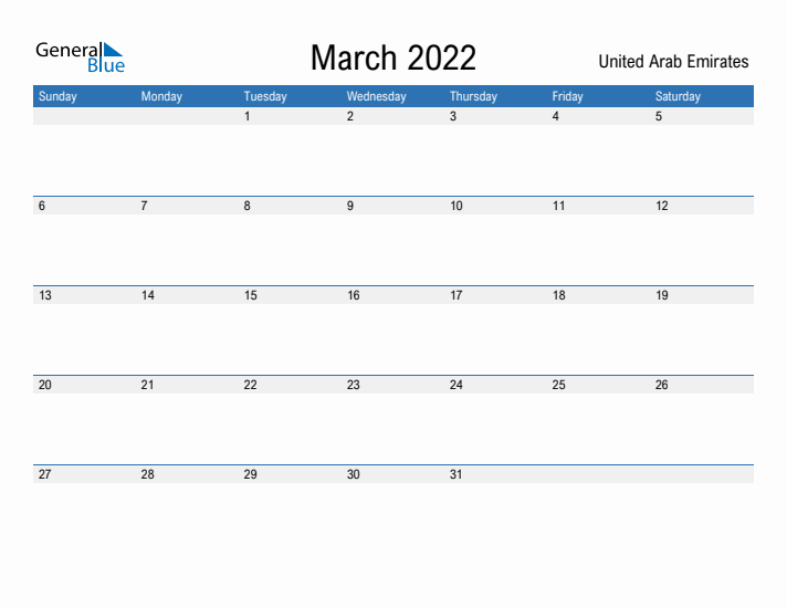 Fillable March 2022 Calendar